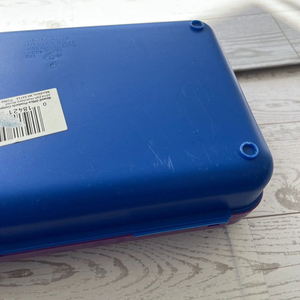 Vintage SpaceMaker Pencil Box Purple Blue‎ 90s Retro School Supply Newell 1996